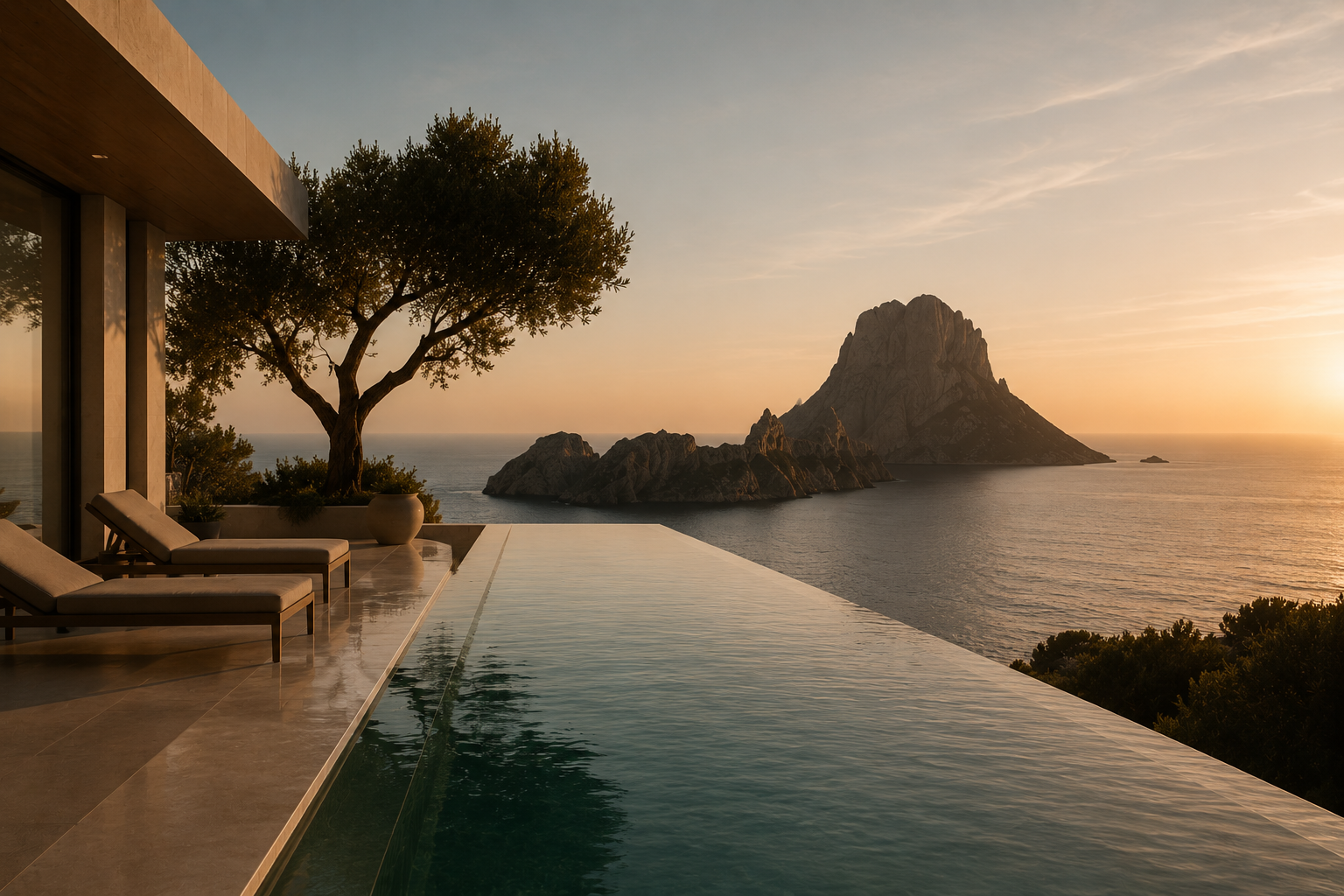 Mediterranean sunset view from a luxury villa