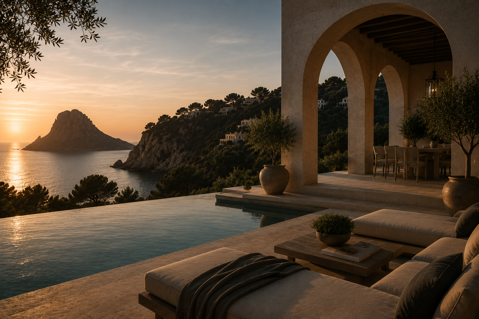 Editorial terrace with Ibiza sea view